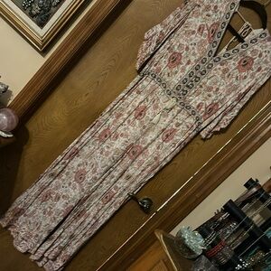 Spell Floral Jumpsuit in Pink and Cream
